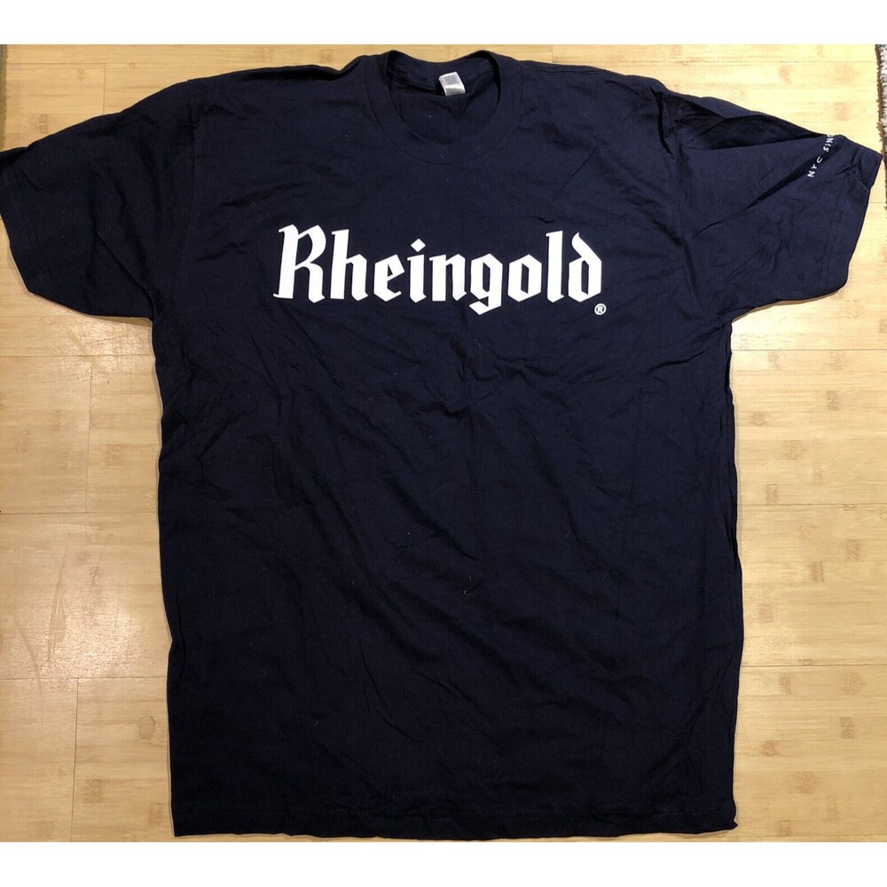 Rheingold Beer NYC Since 1883 Graphic T-Shirt Navy Blue Mens XL NOS